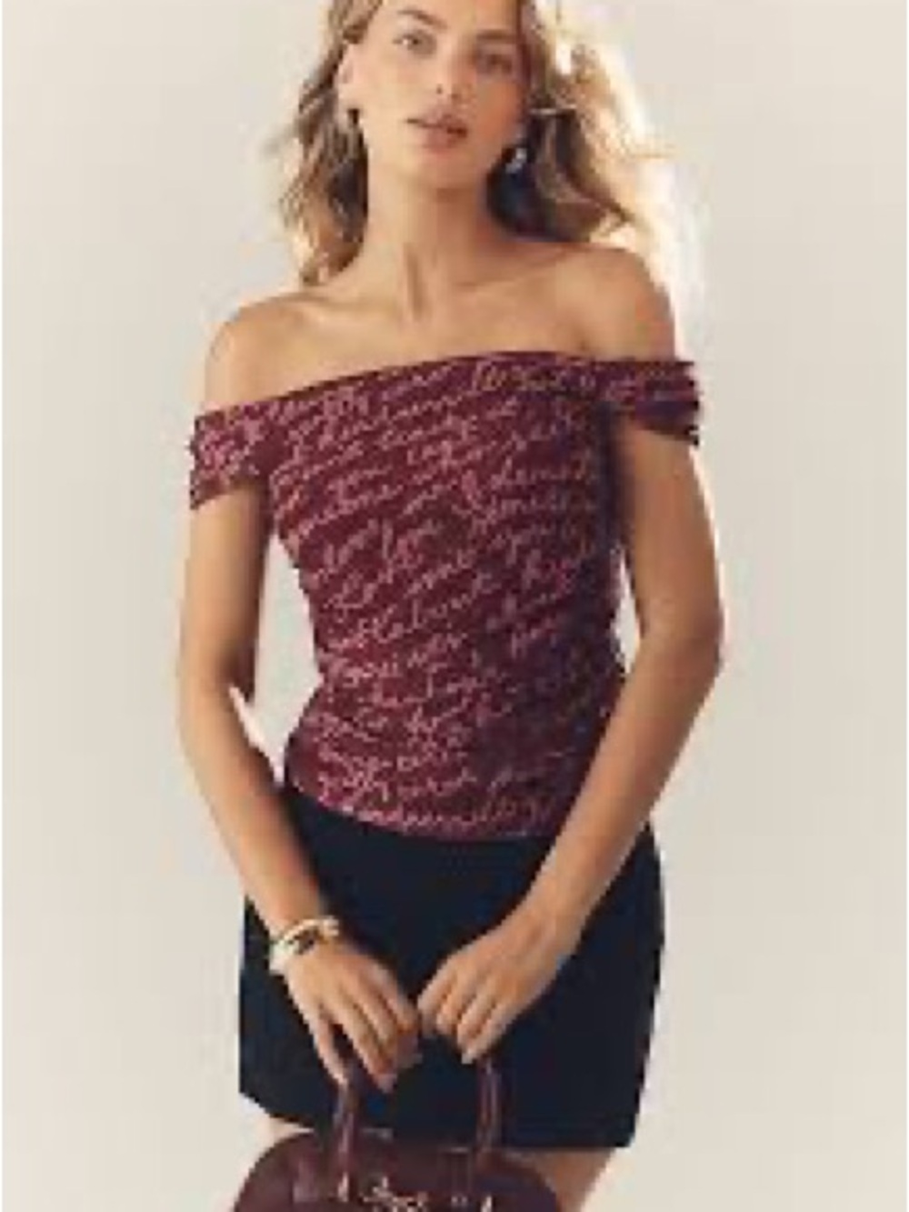 Maeve Off-The-Shoulder Mesh Top   XL